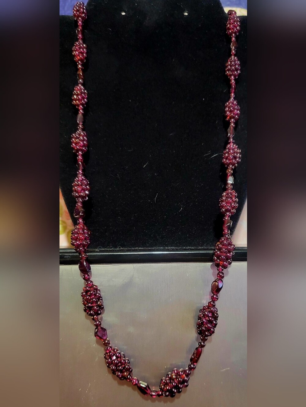 Beautiful Vtg Deep Purple Natural Amethyst Grape Cluster Necklace 28 Inch 70g